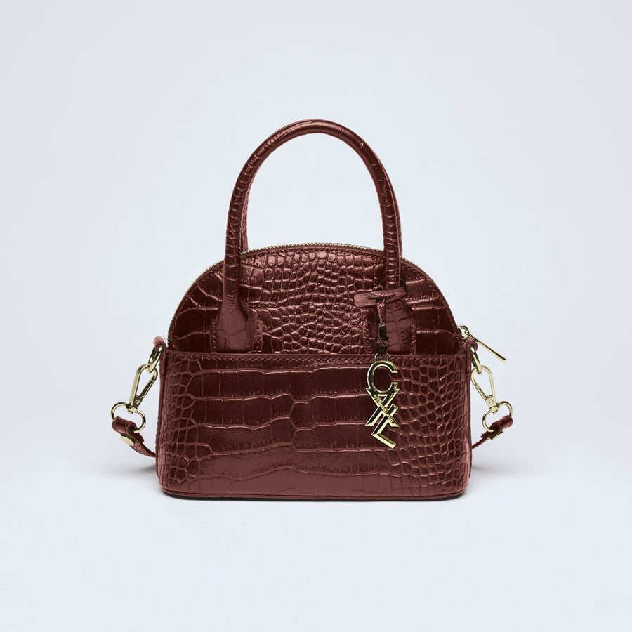 Petit sac bowling Bel-air en cuir croco