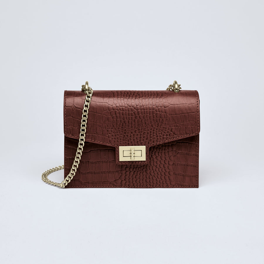 Sac bandoulière Peuplier en cuir croco