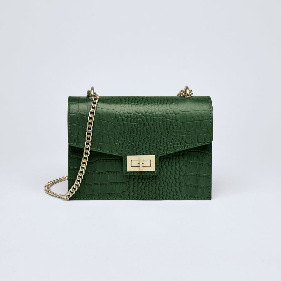 Sac bandoulière Peuplier en cuir croco