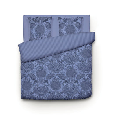 Bettdeckenbezug + Kopfkissenbezug(en) Baumwollsatin - Arles Blau