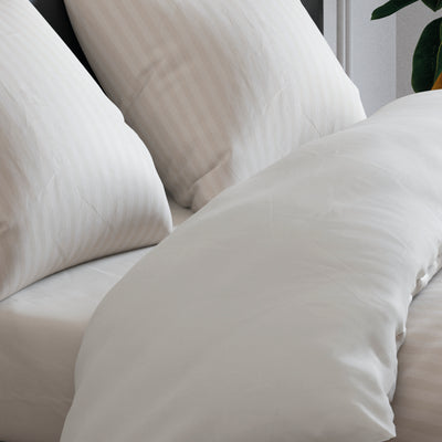 Pillowcase(s) in cotton satin - Dobby stripe Taupe