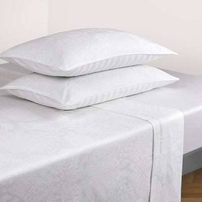 Sheet set cotton satin - Jacquard woven - Arles white