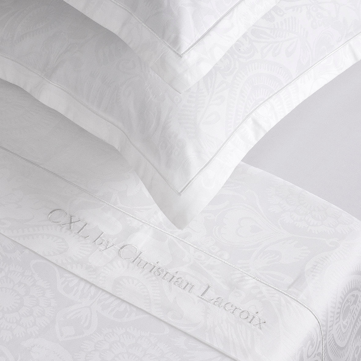 Sheet set cotton satin - Jacquard woven - Love Stories White