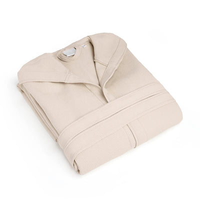 Hooded bathrobe - Nid d'abeille Taupe