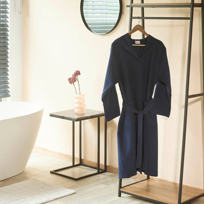 Hooded bathrobe - Nid d'abeille Dark blue