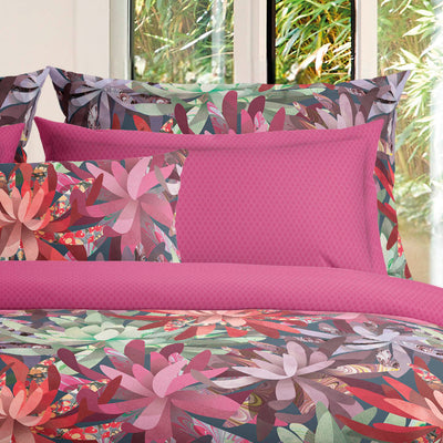 Bolster case cotton satin Garden micro Wild berry - 43 x 210 cm