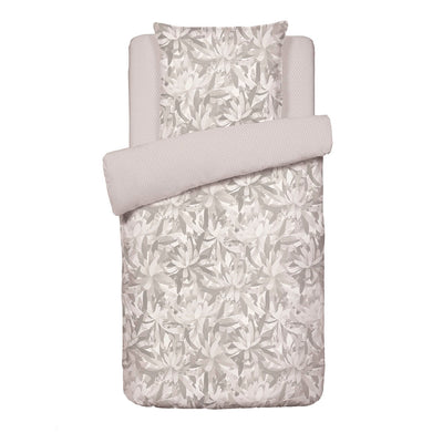 Housse de couette + taie(s) d'oreiller satin de coton - Fleurs psychédéliques Beige