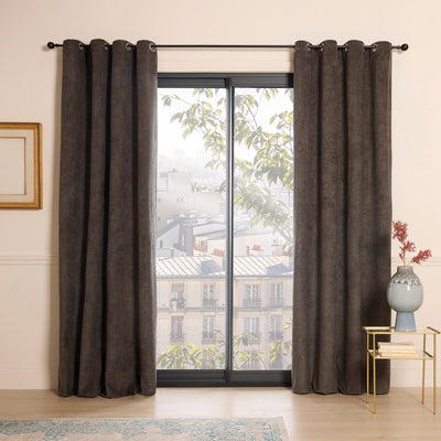 Dim-out eyelet curtain - Versailles Dark grey