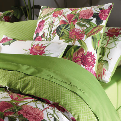 Housse de couette + taie(s) d'oreiller satin de coton - Garden vert