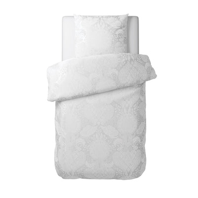 Bettdeckenbezug + Kopfkissenbezug(en) Baumwollsatin - Jacquard gewebt Arles Weiß