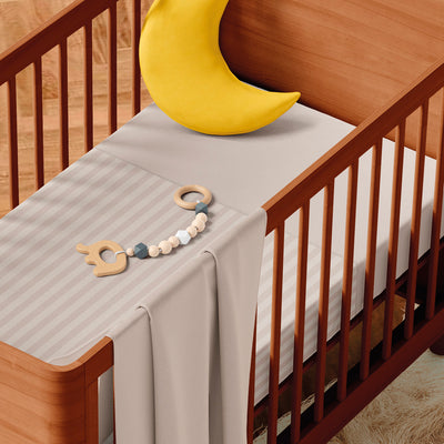 Bettbezug + Kopfkissenbezug Baby Baumwollsatin - Jacquard gewebt - gestreift Taupe