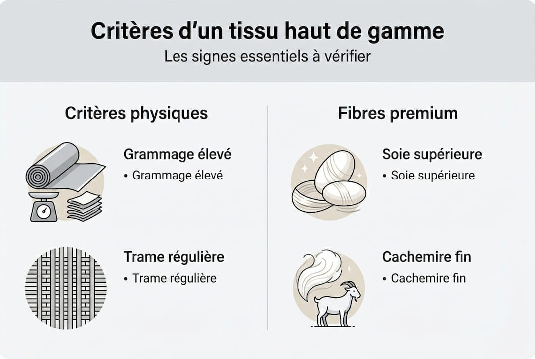 Infographie : comment reconnaître un tissu d’exception ? Les critères essentiels à connaître
