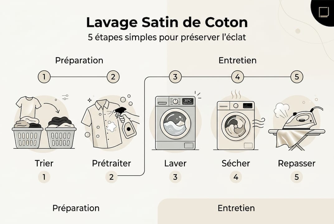 Guide illustré des étapes pour bien laver son satin de coton