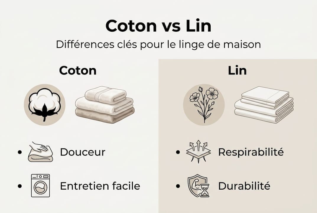 Infographie : les atouts du coton et du lin pour le linge de maison