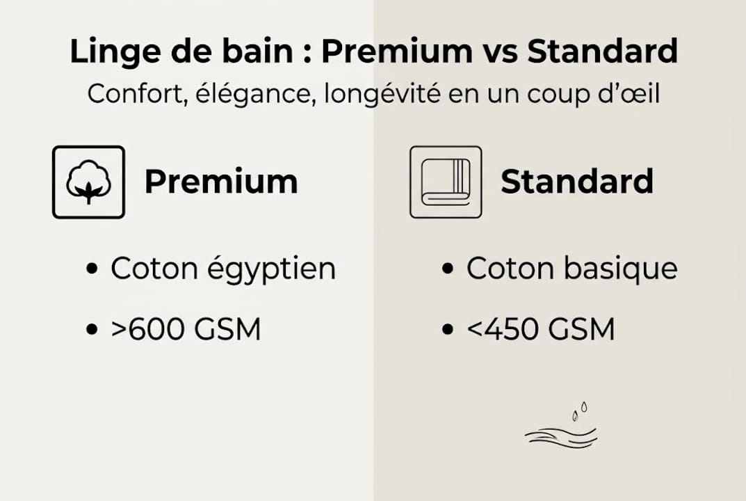 Infographie : le match entre linge de bain haut de gamme et linge de bain classique
