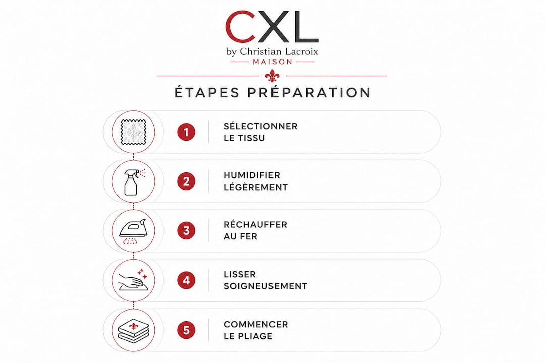 Les différentes étapes pour préparer un linge décoratif — infographie