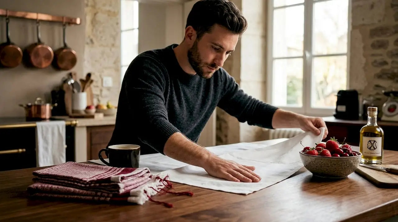 Contrôle du linge artisanal utilisé en cuisine traditionnelle française