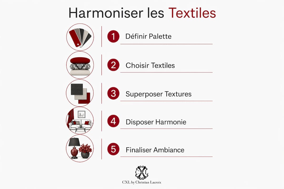 Infographie : les différentes étapes pour accorder harmonieusement vos textiles