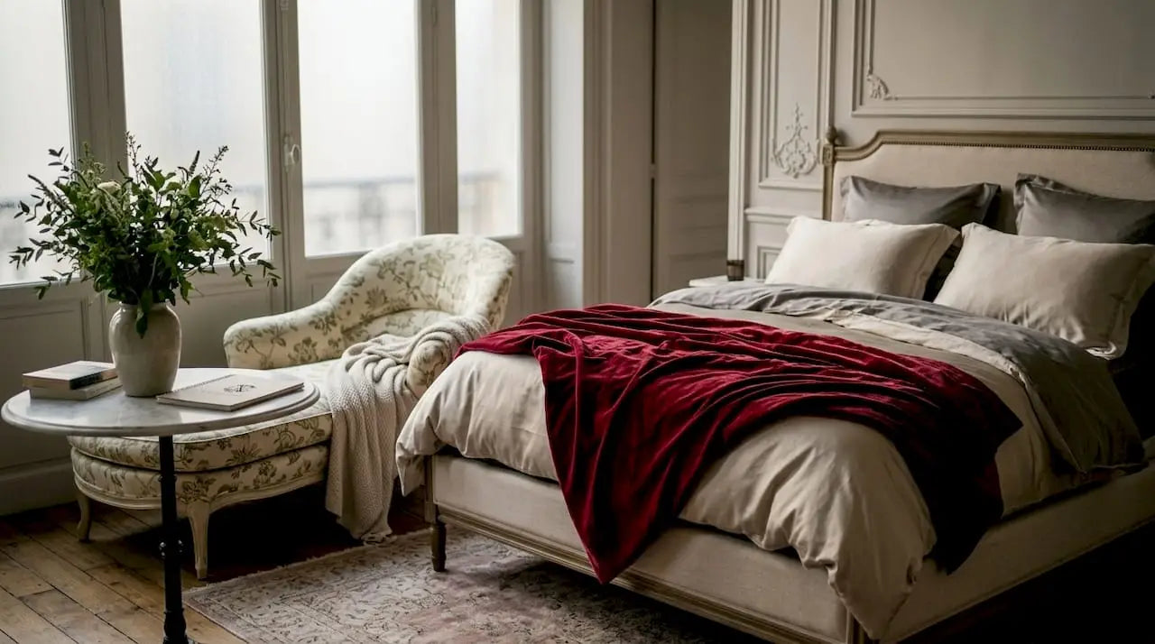 Chambre à la française, élégante et raffinée, dotée de linge de lit haut de gamme