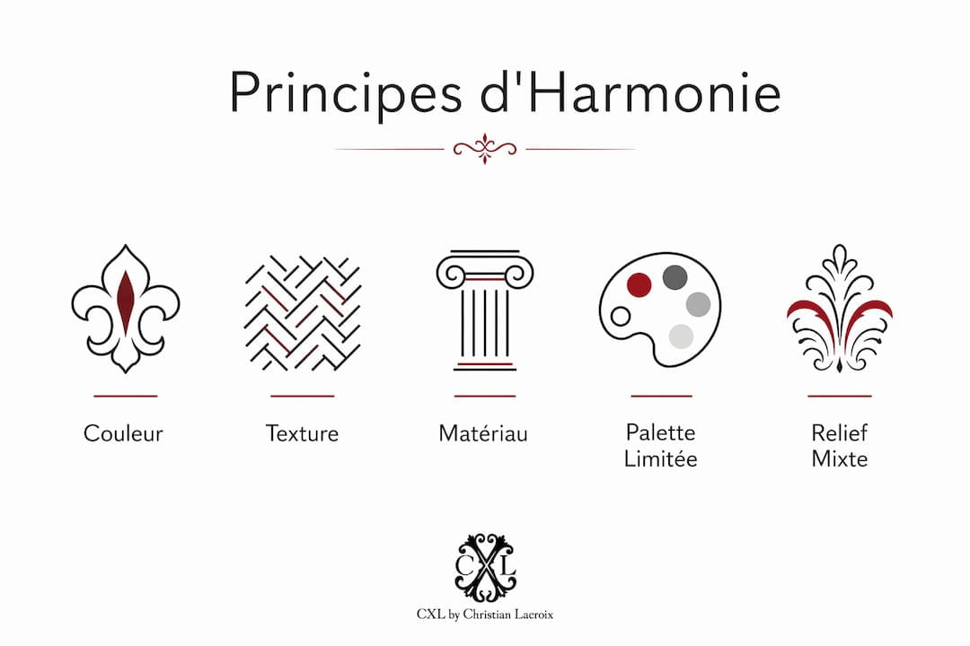 Visuel mettant en avant les fondamentaux de l’harmonie en décoration intérieure
