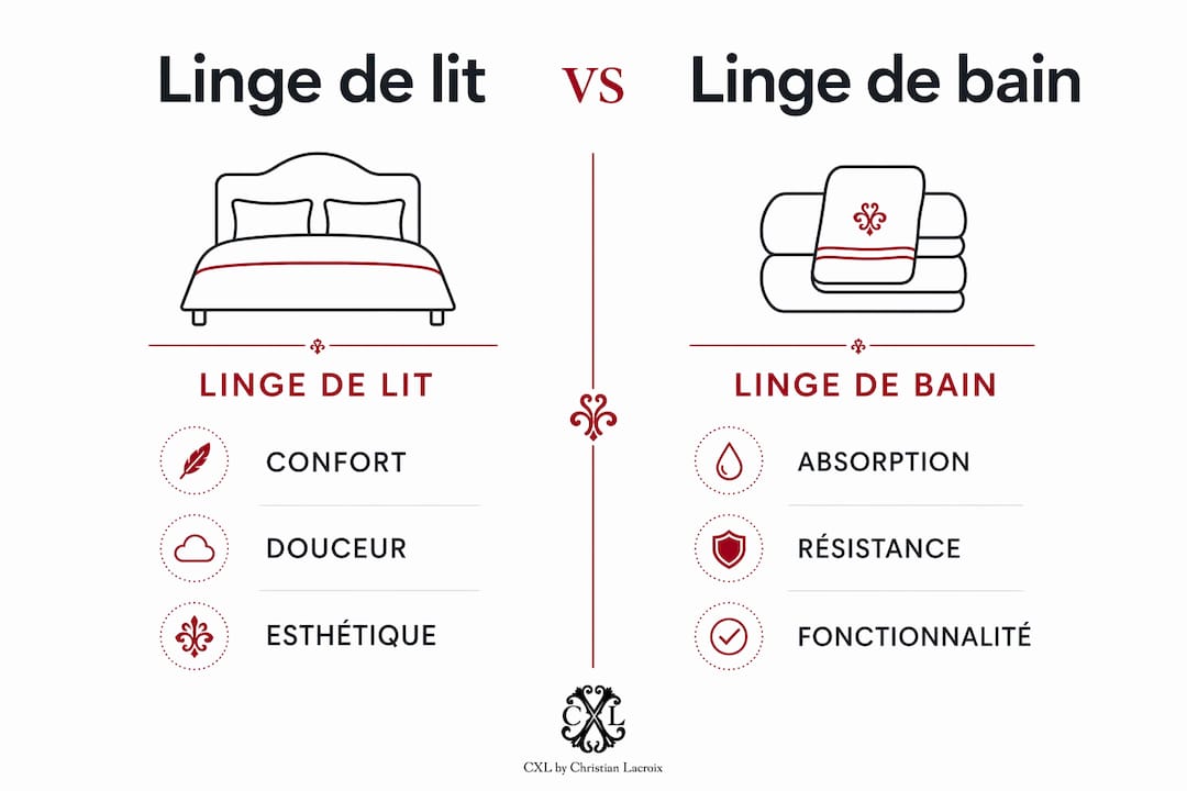 Infographie : les différences entre le linge de lit et le linge de bain