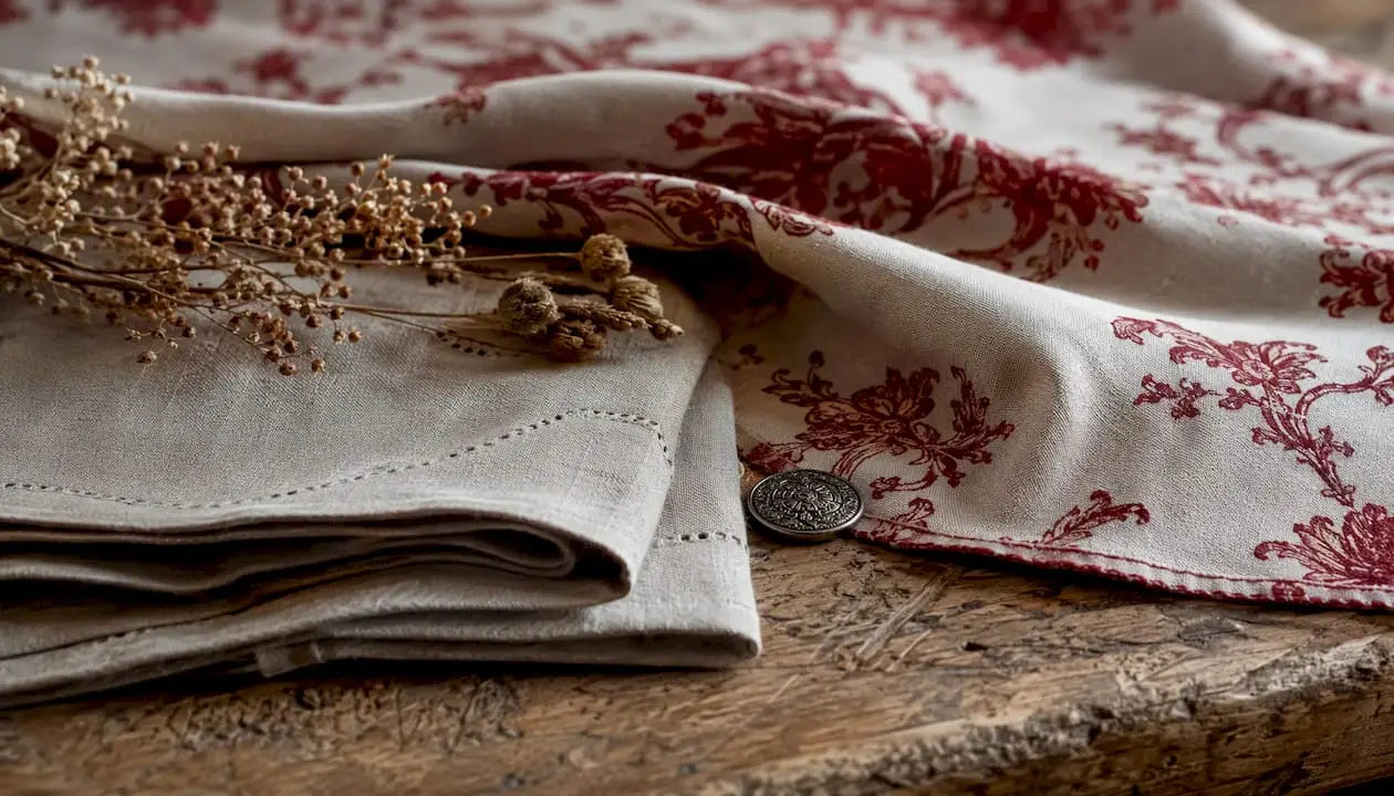 Textures de serviettes en lin et en coton soigneusement pliées