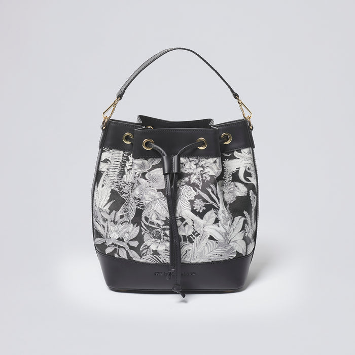 cxl by christian lacroix Sac seau Aliénor en cuir et jacquard Zanzibar