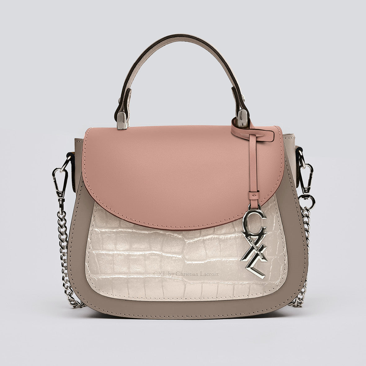 Leather handbag in croco leather - Haussmann