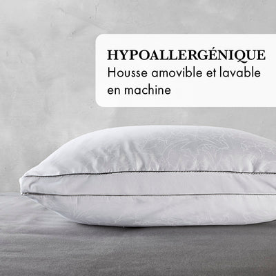 Pack pillows rectangular memoryfoam +  protection sleeves  Arabesque White - 50 x 70 cm