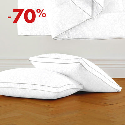 Pack pillows rectangular memoryfoam +  protection sleeves  Arabesque White - 50 x 70 cm
