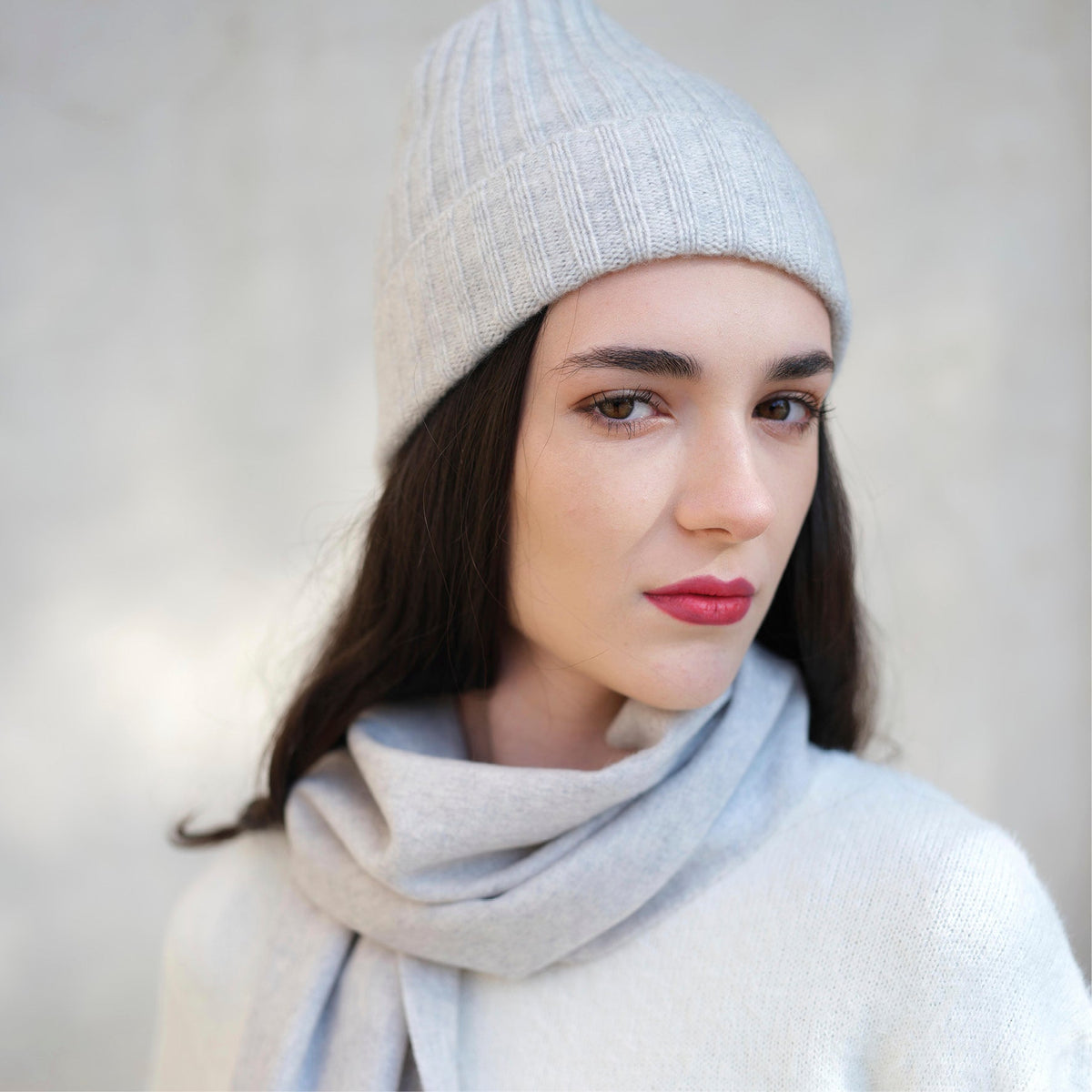 Bonnet à côtes anglaises cachemire - Gris clair - CXL by Christian Lacroix Maison