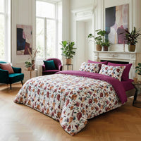 Couvre-lit satin de coton Arty flowers Blanc - 220 x 250 cm