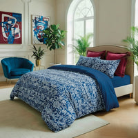 Couvre-lit satin de coton Passementerie Bleu - 220 x 250 cm - 220 x 250 cm