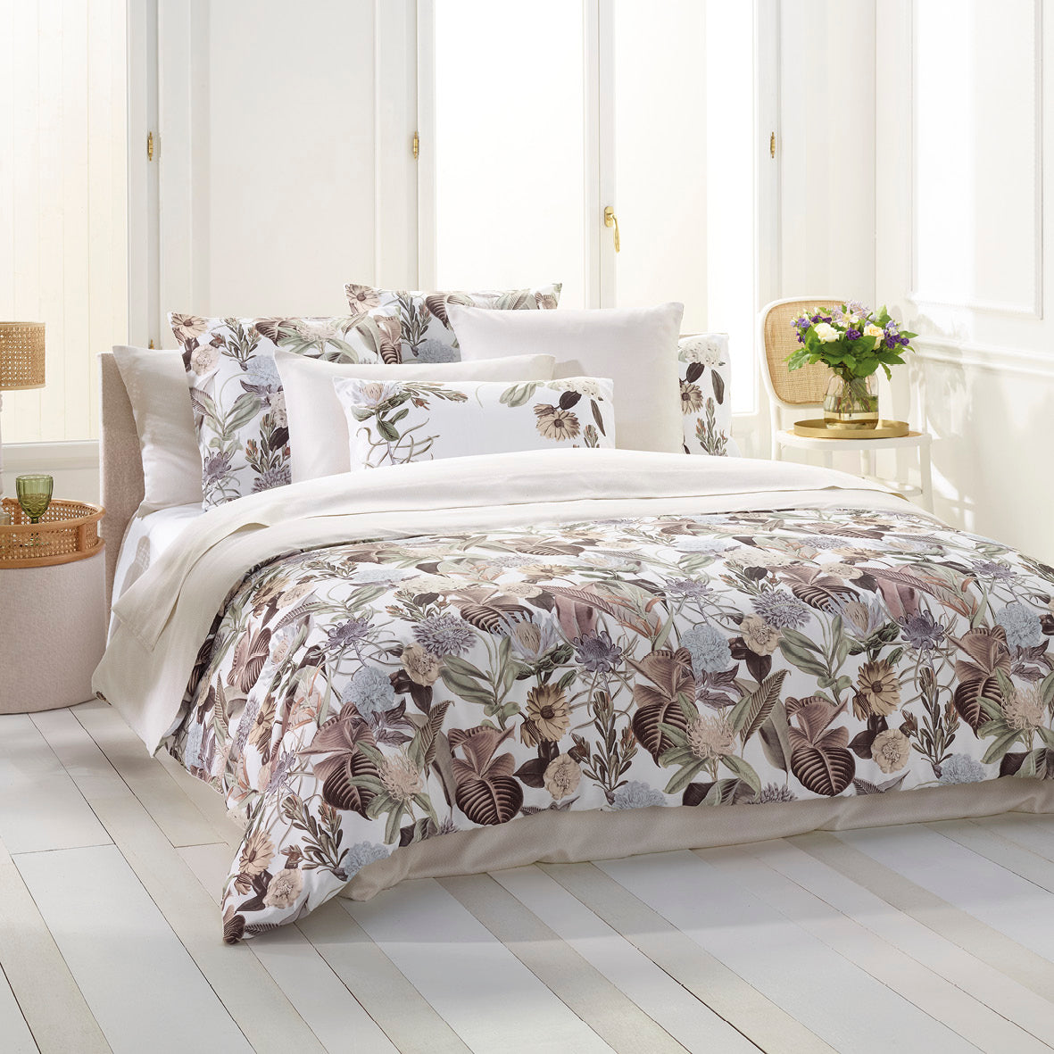 Drap-housse satin de coton - Garden Micro taupe - CXL by Christian Lacroix Maison