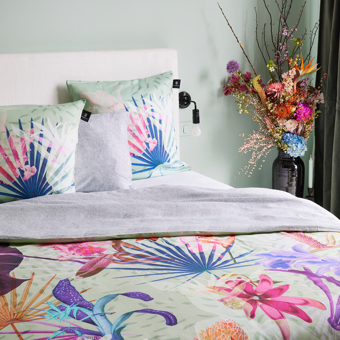 Drap-housse satin de coton - Mistral vert - CXL by Christian Lacroix Maison