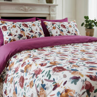 Drap plat satin de coton - Arty flowers Blanc - 240 x 300 cm