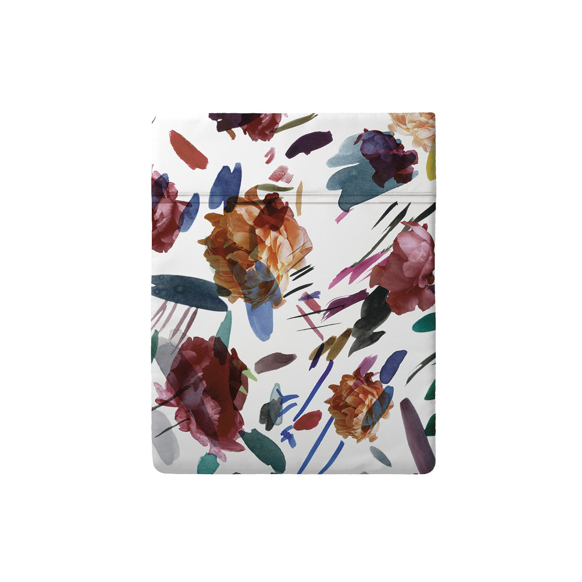 Drap plat satin de coton - Arty flowers Blanc - 240 x 300 cm