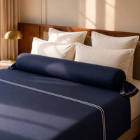 Drap plat satin de coton - Nîmes Blanc / Bleu foncé - CXL by Christian Lacroix Maison