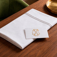 Drap plat satin de coton - Nîmes Gris / Blanc - CXL by Christian Lacroix Maison