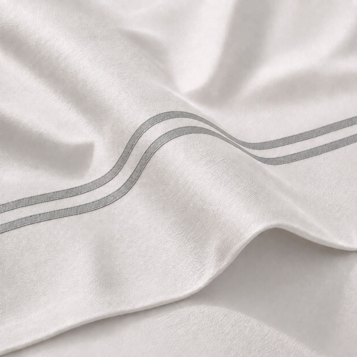 Drap plat satin de coton - Nîmes Gris / Blanc - CXL by Christian Lacroix Maison