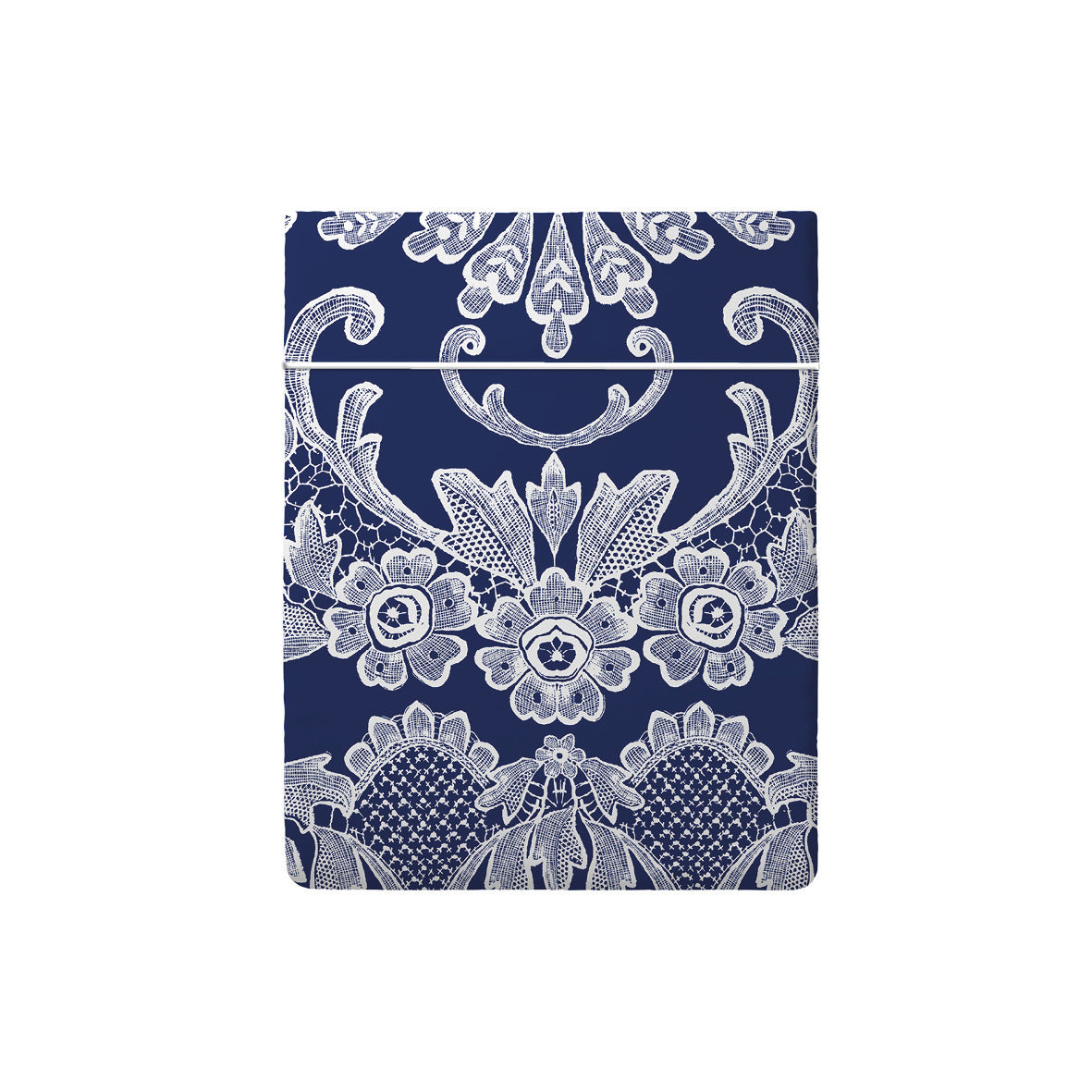 Drap plat satin de coton - Passementerie bleu - 240 x 300 cm