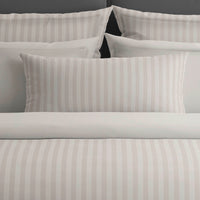 Drap plat satin de coton rayure tissé dobby - Taupe