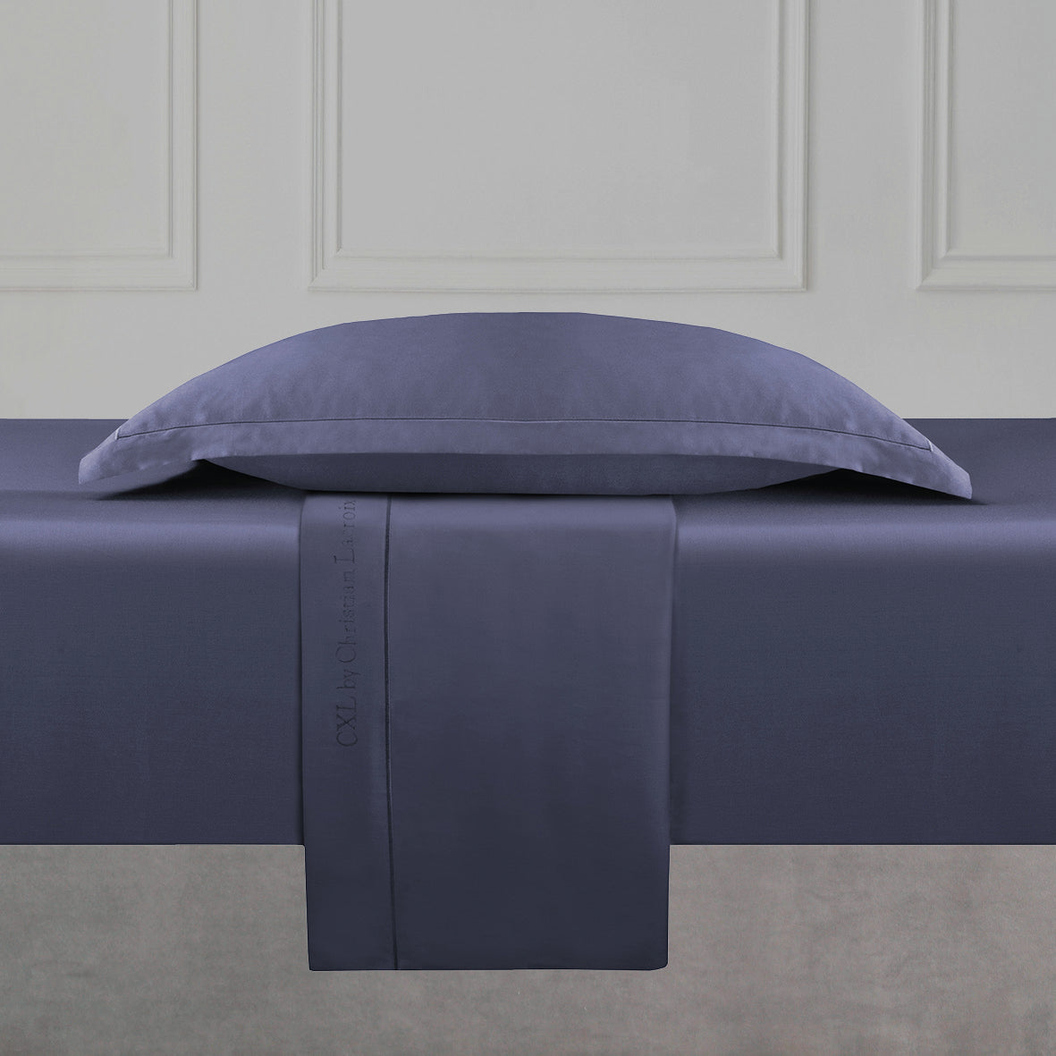 Drap plat satin de coton - Uni 1 baratta Bleu 06