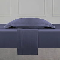 Drap plat satin de coton - Uni 1 baratta Bleu 06