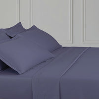 Drap plat satin de coton - Uni 1 baratta Bleu 06