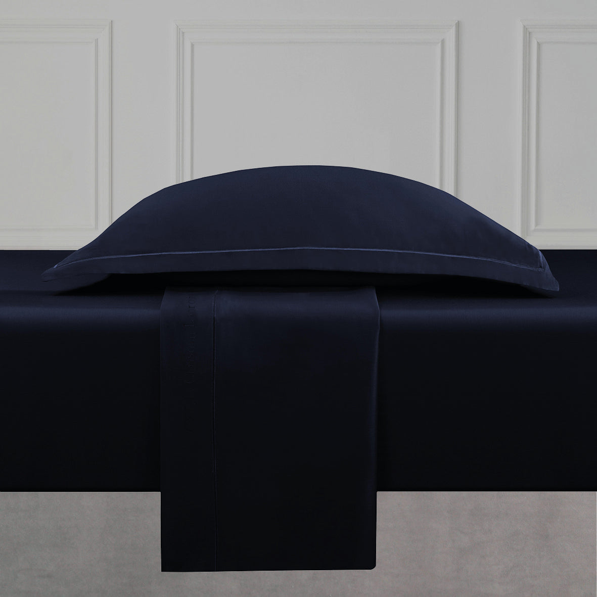 Drap plat satin de coton - Uni 1 baratta Bleu 11