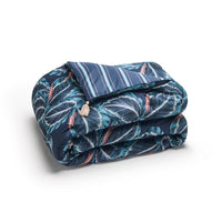 Édredon avec glands satin de coton Calathea Bleu foncé - 140 x 200 cm - 140 x 200 cm