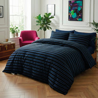 Édredon avec glands satin de coton Eclipse Bleu foncé - 140 x 200 cm - 140 x 200 cm