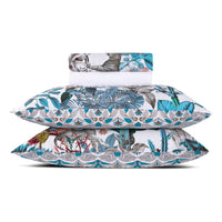 Ensemble de draps : drap-housse, drap plat, taie(s) d'oreiller en satin de coton - dessin Zanzibar Blanc - CXL by Christian Lacroix Maison