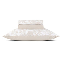 Ensemble de draps : drap-housse, drap plat, taie(s) d'oreiller en satin de coton - dessin Love Stories Taupe - Drap plat : 150 x 290 cm / Drap-housse : 80/90 cm x 190/200 cm - CXL by Christian Lacroix Maison
